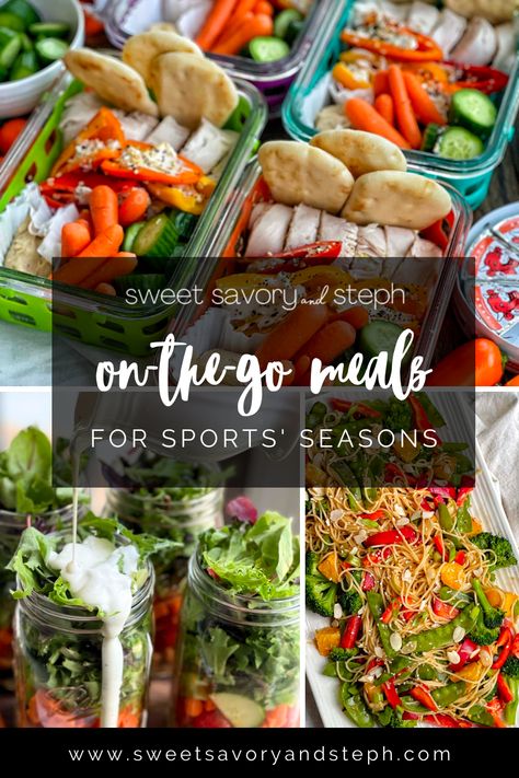 On The Go Dinner Ideas Healthy, Softball Tournament Meals, Sports Day Lunch Ideas, Sports Mom Meals On The Go, Meals For Travel Sports, Grab And Go Meals Dinners, Softball Meal Ideas, Dinners To Pack On The Go, Dinners For Sports Families