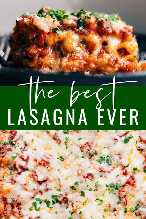 You’ve got to try this Lasagna Recipe, layered with a flavorful tomato sauce, sweet Italian sausage, ground beef, tender pasta, and a melt-in-your-mouth cheese blend. Lasagna takes some time, but the end result is well worth it! #dinner #quick #easy #simple #best #familyfriendly #kidfriendly #comfortfood #onepan #lasagna Maggianos Lasagna Recipe, Lasagna With Alfredo And Marinara, Lasagna Recipe With Italian Sausage, Lasange Recipe Homemade Lasagna, Aartappel Resepte, Lasange Recipe, Best Lasagna Ever, Beef Lasagna Recipe, Italian Sausage Lasagna