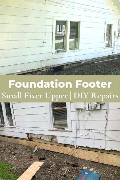 DIY Repairs To The Broken Up Foundation Footer - Journey Down The Road Hiding House Foundation, Foundation Repair Houses, Closed In Porch, Diy Foundation, Fixer Upper Diy, Diy Home Renovations, Fixer Upper House, Basement Room, Upper House