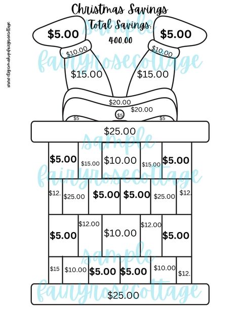 "A Savings Challengeto help you start your Christmas Savings. This is for saving money towards whatever you might need for the holidays. It is never to early to start saving. JUST PRINT AND START SAVING! This cute Santa going down the chimney savings tracker is designed to help you save a total of $400.00. Each time you have money to save, color in a piece of the desin and put that money into an envelope. 𝗧𝗵𝗶𝘀 𝗶𝘁𝗲𝗺 𝗶𝘀 𝗮𝘃𝗮𝗶𝗹𝗮𝗯𝗹𝗲 𝗮𝘀 𝗶𝗻 𝗶𝗻𝘀𝘁𝗮𝗻𝘁 𝗱𝗼𝘄𝗻𝗹𝗼𝗮𝗱! 𝗧𝗵𝗲 Christmas Savings Plan, Christmas Savings Challenge, Printable Money, Saving Money Chart, Money Chart, Budget Challenge, Savings Challenge Printable, Money Saving Methods, Money Saving Techniques