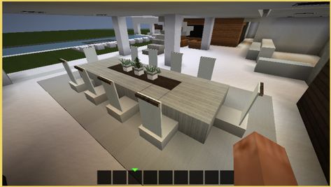 Dinning Room Minecraft Ideas, Minecraft Dining Room Table, Dining Table Minecraft, Minecraft Dining Table, Modern Minecraft Kitchen, Dining Room Minecraft, Minecraft Dining Room, Kitchen Minecraft, Minecraft Beach House