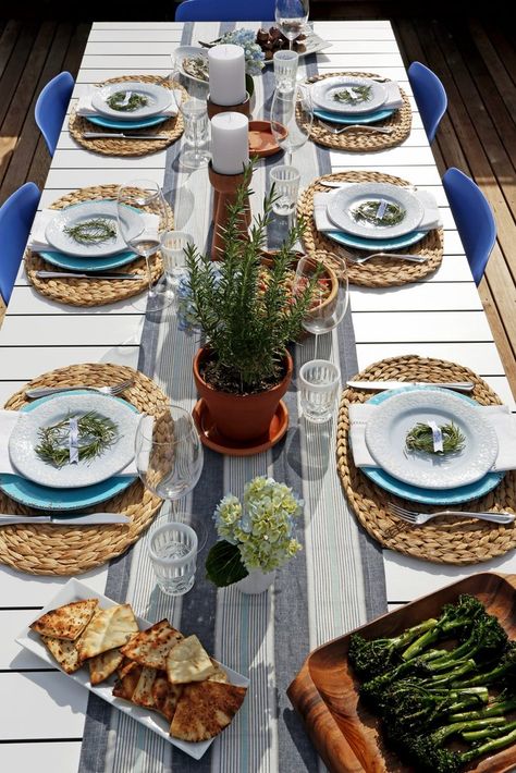 Mediterranean Dinner Party Menu | POPSUGAR Food Mediterranean Tablescape, Couples Dinner, Greek Dinners, Host Dinner Party, Dinner Party Summer, Popsugar Food, Mediterranean Style Homes, Dinner Party Menu, Table Scapes