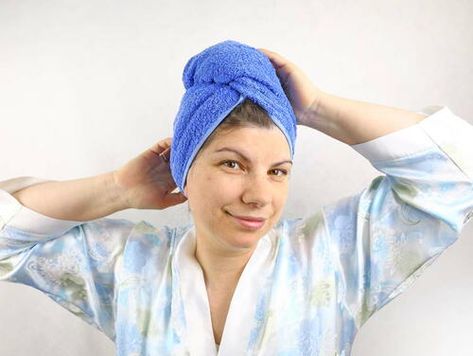 Hair Towel Wrap In 10 Minutes Diy Hair Towel, Hair Turban Tutorial, Turban Tutorial, Beautiful Arms, Hair Towel Wrap, Christmas Sewing Projects, Spa Style, How To Wrap, Luxurious Spa