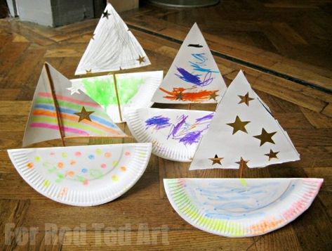 Boat Project For Preschool, Making Boats Preschool, Prek Boat Craft, Yacht Craft Preschool, Paper Boat Craft Preschool, Rocking Boat Craft, Boat Craft For Preschool, Floating Boat Craft, Boat Transportation Preschool