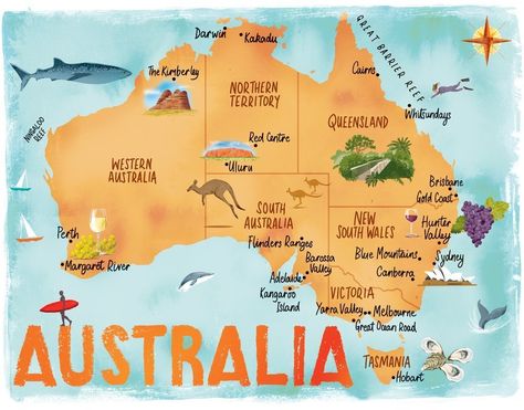 Scott Jessop — Australia-Audley Travel Australia Map Aesthetic, Australia Map Illustration, Australia Moodboard, Travel Map Illustration, Cotswolds Map, Western Australia Map, Australia Lifestyle, Australia School, Australian Map