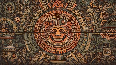 Aztec Wallpaper With Ornaments And Faces Of An Sun#pikbest#Backgrounds#Others Aztec Background, Hd Wallpapers 3d, Aztec Wallpaper, Sun Background, Wallpaper For Wall, Sun And Moon Drawings, Moon Drawing, Music Decor, Face Light