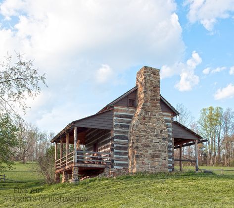 Log Cabin in the Mountains of West Virginia Art Print Pioneer Cabin, Off Grid Survival, Log Cabin Rustic, Small Log Cabin, Rustic Log Cabin, Small Cottage Homes, Cabin In The Mountains, Log Siding, Early Settler