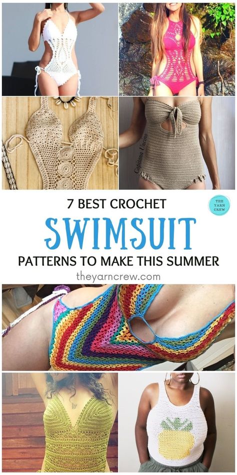 7 Best Crochet Swimsuit Patterns To Make This Summer. These Crochet Swimsuit Patterns are curated by The Yarn Crew. Crochet Swimsuit Pattern Free, Crochet Bathing Suit Pattern, Crochet Lingerie Pattern, Swimsuit Patterns, Crochet Swimsuits Pattern, Crochet Swimwear Pattern, Crochet Tankini, Crochet Monokini, Bodysuit Pattern