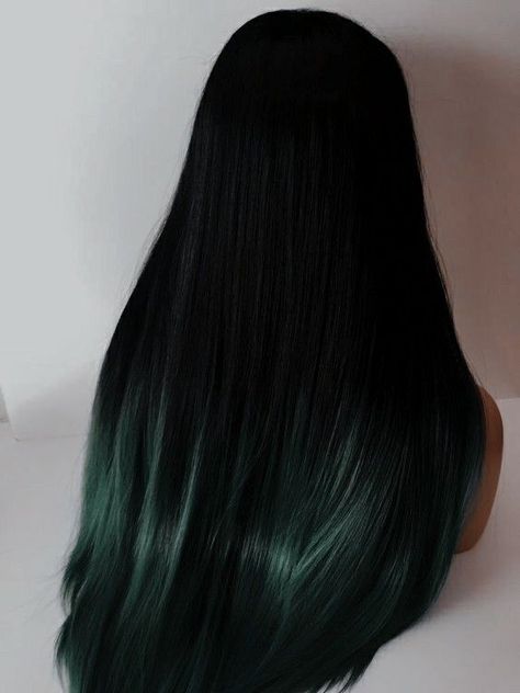 Dark Winter Hair Color 2023-2024 21 Ideas: Embrace the Bold and Beautiful - women-club.online Emerald Green Highlights In Black Hair, Dark Dark Green Hair, Blue Green Black Hair, Midnight Jade Hair Color, Deep Emerald Green Hair, Very Dark Green Hair, Black And Forest Green Hair, Midnight Green Hair, Black Hair With Green Undertones