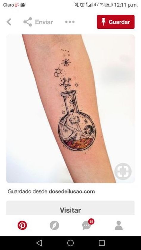 Science Tattoo, Bottle Tattoo, Geniale Tattoos, Human Canvas, Snake Tattoo, Biochemistry, Book Girl, Compass Tattoo, Dreamcatcher Tattoo