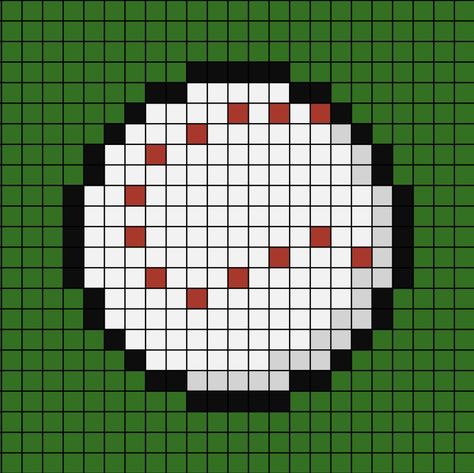 A pixel art template of a baseball ball. Perler Bead Baseball, Perler Bead Soccer Ball Pattern, Sports Pixel Art, Perler Bead Sports Balls, Baseball Pixel Art, Plastic Canvas Volleyball Patterns, Pixel Quilts, Pixel Quilting, Baseball Ball