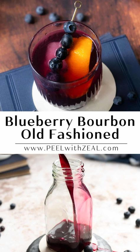 Blueberry Old Fashioned Cocktail A  berry twist on the classic old fashioned cocktail is perfect for summer. Made with blueberry simple syrup and whiskey, bourbon, or rye, this flavored cocktail is not to miss! Old Fashioned Syrup Recipe, Cocktail Syrup Recipes, Whiskey Cocktail Recipes, Western Cocktail, Blueberry Old Fashioned Drink, Old Fashioned Recipes Cocktail Twists, Blueberry Bourbon Smash, Summer Old Fashioned Cocktail, Old Fashioned Recipes Cocktail