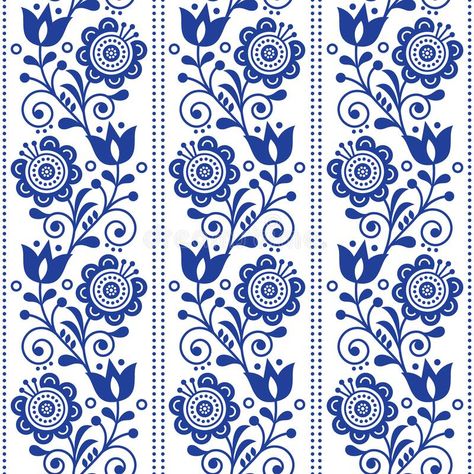 Blue Pottery Designs, Whimsical Art Paintings, Background Retro, Scandinavian Pattern, Indigo Prints, Folk Art Flowers, Folk Design, Scandinavian Folk Art, Blue Pottery