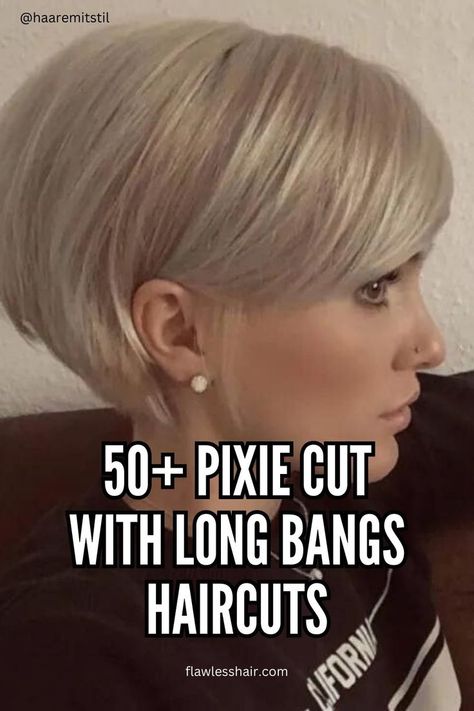 Rounded Bixie with Long Bangs: Playful and Chic Haircut With Long Bangs, Short Hair Long Bangs, Pixie Cut With Long Bangs, Bixie Haircut, Pixie Haircut Fine Hair, Longer Pixie Haircut, Chic Short Hair, Short Hairstyles Fine, Pixie Cut With Bangs