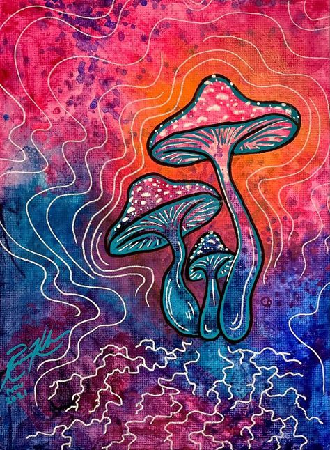 Peace And Love Hippie, Love Quotes Relationships, Mushroom Paint, Art Trippy, Trippy Drawings, Art Hippie, Quotes Relationships, Psychadelic Art, Trippy Painting