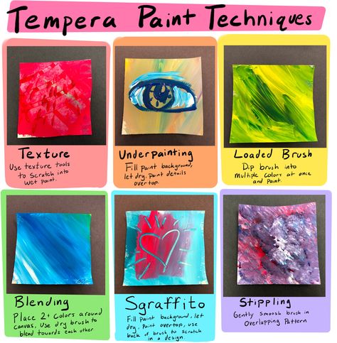 Tempera Painting Techniques Tempera Paints Ideas, Tempera Art Ideas, Tempera Painting Ideas, Tempera Paint Projects, Therapeutic Art Activities, Teaching Painting, Painting Exercises, Tab Art, Painting Station