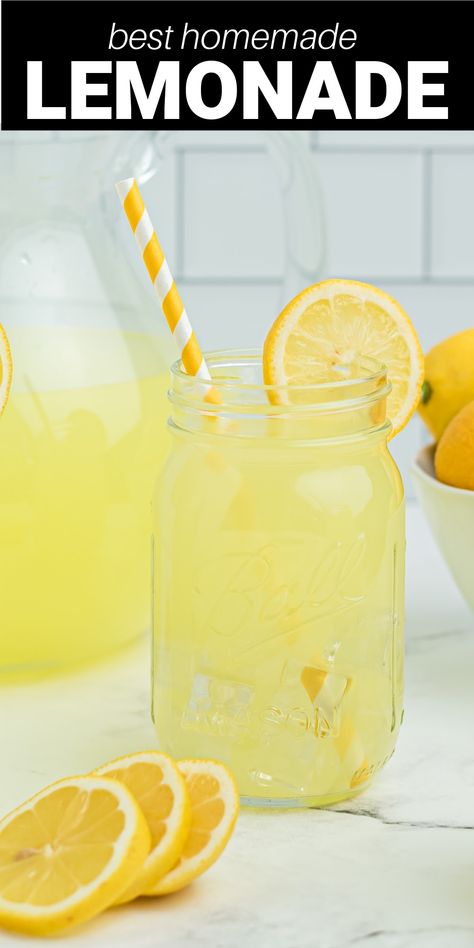 Nothings says summer better than the Best Lemonade Recipe you’ve ever tried. Made with freshly squeezed lemons and sweetened with a super easy simple syrup, this sweet and tangy lemonade will be a guaranteed hit all summer long! Simple Syrup Lemonade Recipe, Gallon Lemonade, Gallon Lemonade Recipe, Best Lemonade Recipe, Lemonade Simple Syrup, Fresh Lemonade Recipe, Classic Lemonade Recipe, The Best Lemonade, Good Lemonade Recipe