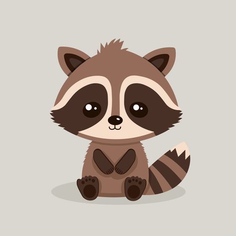 Cute Raccoon Painting Easy, Cute Raccoon Cartoon, Cute Raccoon Drawing Simple, Doodle Raccoon, Cartoon Raccoon Drawing, Cute Racoon Drawings, Cute Raccoon Art, Raccoon Drawing Cute, Raccoon Drawing Simple