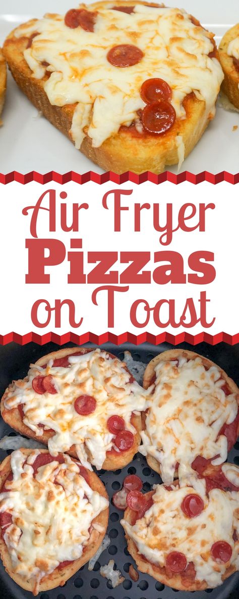 Air Fryer Garlic Toast Pizzas are a quick and easy weeknight meal that are sure to please the whole family. They are super easy to customize and great for kids. | Air Fryer Pizza | Air Fryer Pizza Bread | Garlic Toast Pizza | Easy Pizza Air Fryer | Easy Pizza Recipes | Fast Weeknight Dinner Ideas | Quick AIr Fryer Recipes | Pizza Temperature | #AirFryer #Pizza #GarlicToast Airfryer Pizza, Yeast Biscuits, Cashew Mozzarella, Bread Garlic, Pizza Easy, Air Fryer Garlic, Easy Baked Ziti, Garlic Toast, Toast Pizza