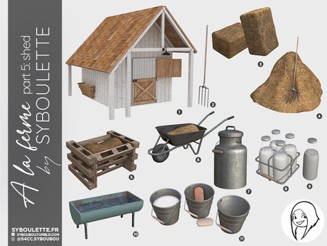 A la ferme cottage shed cc sims 4 1 Furniture Cc Sims 4, Cottage Shed, Sims 4 Cottage, Furniture Cc, Sims Medieval, Die Sims 4, Mod Furniture, The Sims 4 Pc, Bohemian Furniture