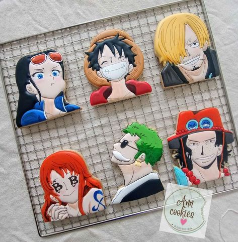 One Piece Anime Cupcakes, Luffy Cake Design, One Piece Cookies Anime, One Piece Cookies, Bolo One Piece, Monkey Anime, One Piece Cake, One Piece Birthdays, Action Figure One Piece