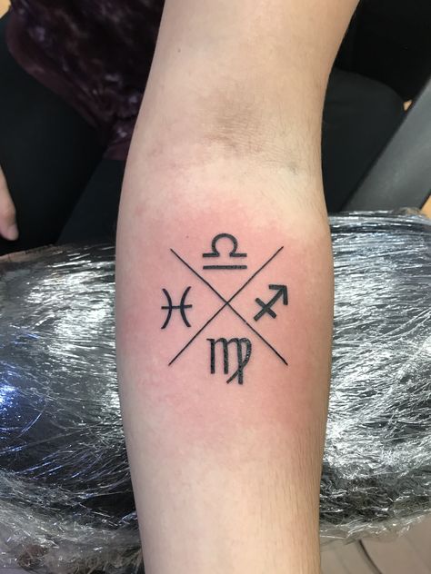 All of my siblings zodiac signs Sibling Zodiac Sign Tattoos, Family Horoscope Tattoo, Multiple Zodiac Sign Tattoos, Family Zodiac Sign Tattoos, Family Astrology Tattoo, Family Zodiac Tattoos Ideas, Zodiac Family Tattoo, Family Zodiac Tattoos, Tattoo Zodiac Signs