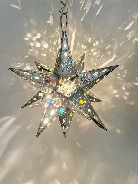 Mexican Stars Moravian Tin Estrellas With Color Marbles 16 13 11 Inches Estrellas de Lamina by Ibarraimports1 on Etsy https://www.etsy.com/listing/922864163/mexican-stars-moravian-tin-estrellas Mexican Tin Star, Mexican Star Lights, Tin Star Lights, Star Light Fixture, Pendant Lantern, Moravian Star, Tin Star, Handcrafted Lamp, Star Lights