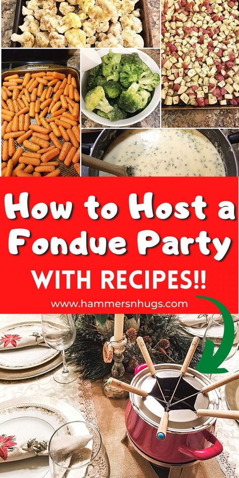 Learn how to host a fondue party with these 5 steps, and start your own annual fondue party tradition! Tap on the pin and visit hammersnhugs.com for more entertaining ideas and recipes! #fondueparty #fondue #fondueideas #partyideas #entertaining #hostess #christmasparty Fondue Dinner Party, Easy Fondue Recipes, Fondue Dippers, Easy Fondue, Fondue Dinner, Fondue Night, Fondue Recipes Cheese, Fondue Party, Fondue Recipes