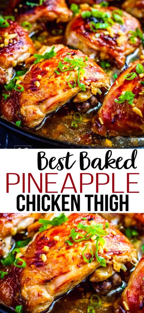 Chicken Thigh Recipes Pineapple, Pineapple Chicken Legs Recipe, Chicken Thigh Recipes With Pineapple, Grilled Boneless Chicken Thigh Recipes, Summer Chicken Thigh Recipes Bone In, Pineapple Marinade For Chicken, Oven Baked Pineapple Chicken, Chicken Thigh Recipes Marinade, Boneless Chicken Thigh Marinade