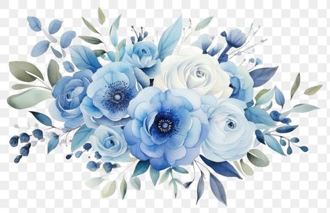 Blue Flower Png, Flower Border Clipart, Flower Bouquet Drawing, Png Pattern, Blue Flowers Bouquet, Bouquet Watercolor, White Flower Bouquet, Png Flower, Floral Banners