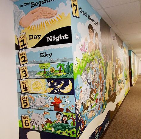 Bible Mural, Childrens Ministry Room, Homeschool Area, Childrens Ministry Decor, Kids Church Decor, Sunday School Decorations, Sunday School Rooms, Sunday School Classroom, Sunday School Kids