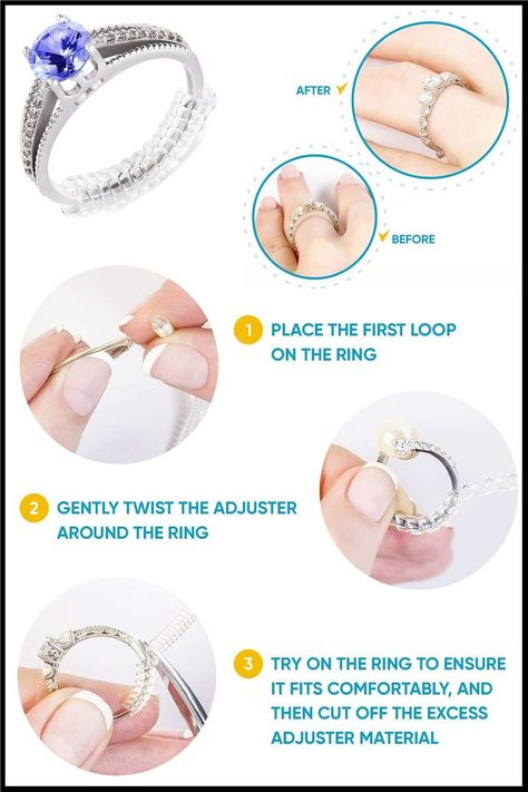 Ring Size Adjuster for Loose Rings - 12 Pack, 2 Sizes - Jewelry Sizer, Mandrel for Making Jewelry Guard, Spacer, Sizer, Fitter - Spiral Silicone Tightener Set with Polishing Cloth. Ring Size Adjuster, Making Jewelry, Ear Cuff, Ring Size, Jewelry Making, Ring, Jewellery Making