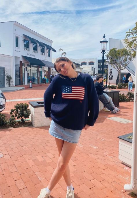 American flag sweater Polo American Flag Sweater Outfit, Usa Sweatshirt Outfit, Ralph Lauren American Flag Sweater Aesthetic, Usa Flag Sweater Outfit, American Flag Jumper, American Sweater Outfit, Brandy Melville American Flag Sweater, Usa Sweater Outfit, Ralph Lauren Flag Sweater Outfit