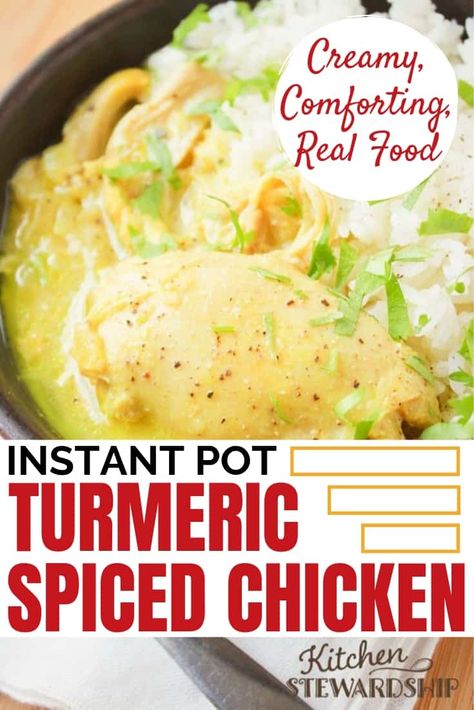 Instant Pot Turmeric-Spiced Chicken (Slow Cooker Version!) • Cheapskate Cook Chicken Slow Cooker, Real Food Dinner, Turmeric Chicken, Spiced Chicken, Whole Chicken Recipes, Chicken Kitchen, Chicken Spices, Instant Pot Dinner Recipes, Turmeric Benefits