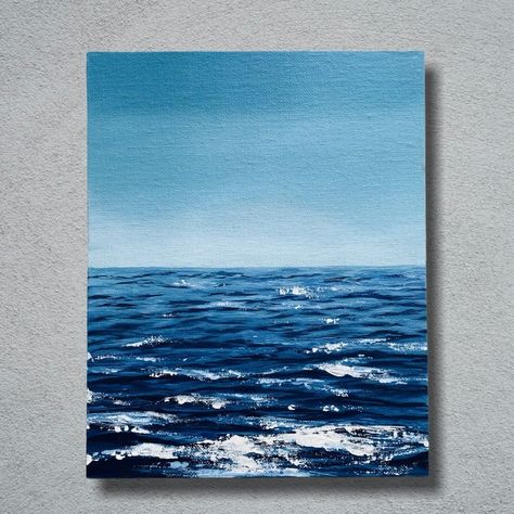 Original Ocean Sea Foam Painting, Home Decor, Art | Color: Blue | Size: 8x10” Painting On 8x10 Canvas, Bob Ross Ocean Painting, Sea Acrylic Painting Ocean Waves, Small Canvases Ideas, Clouds Over Ocean Painting, Landscape Paintings Beginner, Texture Ocean Painting, Paddle Board Painting, Under The Sea Acrylic Painting