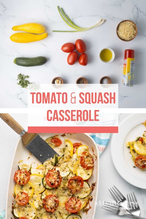 Fresh oregano and Parmesan cheese bring a savory brightness to zucchini, yellow squash, and tomatoes. Colorful and flavorful, our Squash and Tomato Casserole is the perfect way to use a bountiful harvest. Tomato Casserole, Zucchini Yellow Squash, Baked Squash, Squash Casserole, Fresh Oregano, Yellow Squash, Bountiful Harvest, Diced Tomato, Parmesan Cheese