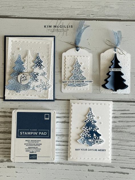 Xmas Card Craft, Monochromatic Cards, Card Boards, Folded Christmas Cards, Decorative Trees, Christmas Gift Tags Handmade, Stamped Christmas Cards, Christmas 2025, Tree Stamp