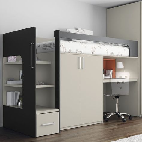 Corner Bunk Beds, Girls Loft Bed, Loft Beds For Small Rooms, Bed For Girls Room, Bunk Bed Rooms, Beds For Small Rooms, Bunk Bed With Desk, Small Room Design Bedroom, Kids Loft Beds