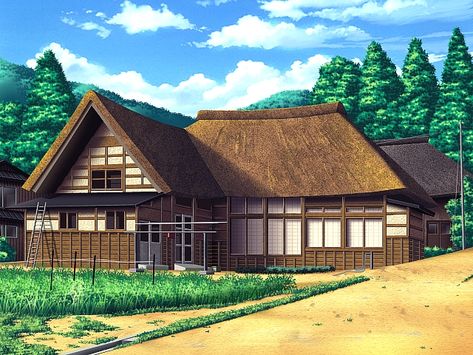 Japanese Farmhouse (Anime Background) (day) Anime Japanese House, Japanese Farm, Japanese Farmhouse, Anime Landscape, Background Anime, Disney Princess Anime, Anime House, Japanese Style House, Minecraft Inspiration