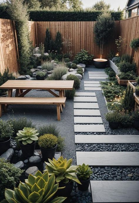 Tiny Yard Ideas Diy Small Spaces, Minimalist Patio Ideas, Mini Garden Ideas Small Spaces, Tiny Courtyard Garden, Walkway Designs, Small Garden Ideas, Tiny Garden, Gardening Inspiration, Small Patio Garden