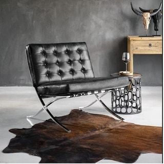 Classic Modern Design, Faux Leather Chair, Lounge Chairs Living Room, Stainless Steel Legs, Chair Types, Barcelona Chair, Chair Bed, Furniture Outlet, Furniture Outlet Stores