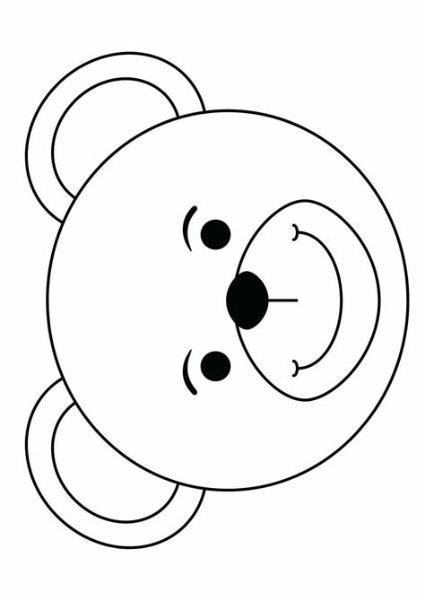 Teddy Bear Face Drawing, Bear Crafts For Kids, Bear Crafts Preschool, Teddy Bear Outline, Bear Face Drawing, Farm Animal Quilt, Teddy Bear Face, Bear Template, Teddy Bear Party