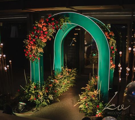 KV Designs & Decor (@kvdecorgoa) • Instagram photos and videos Wedding Entrance Arch Design, Sangeet Backdrop, 15 Decorations, Couple Seating, Red Indian Wedding, Wedding Entry, Spring Window Display, Indian Wedding Stage, Events Decorations