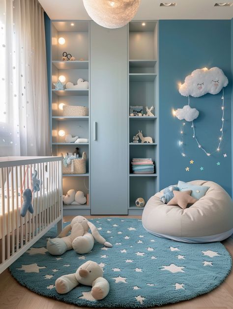 Best Blues For Nursery, Babyboy Decoration Room, Baby Boys Bedroom Ideas, Room For Baby Boy, Baby Boy Rooms Nursery, Boy Baby Room Ideas, Boy Nursery Ideas Blue, Boy Nursery Room