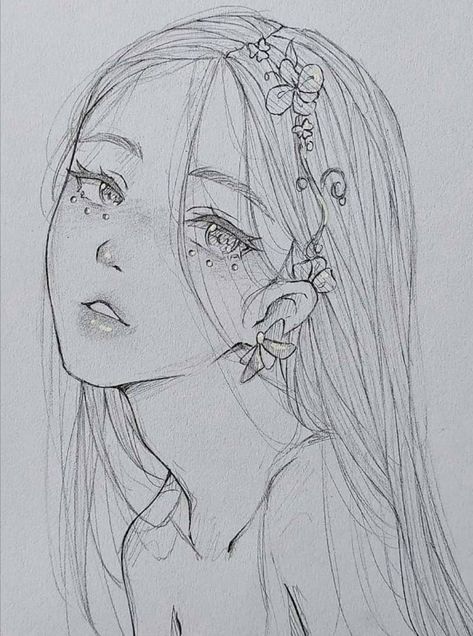 Indie Drawings, Girl Drawing Sketches, Animation Art Sketches, Kpop Drawings, Easy Drawings Sketches, Girl Sketch, A Pencil, Realistic Drawings, Book Art Drawings