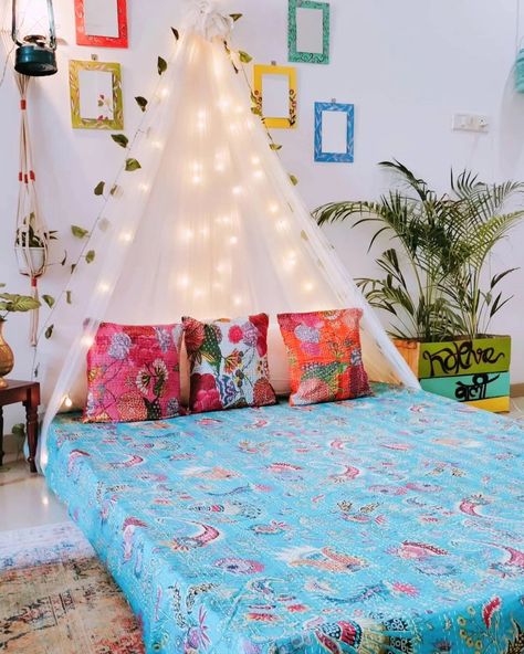 Summer season calls for floor bed... . . . Floor bed, summer vibes, Indian home, Indian decor, floor sitting, Indian home decor ideas, homedecor, canopy bed Floor Bed Design, Indian Home Decor Ideas, Home Indian, Floor Sitting, Bed Floor, Floor Bed, Canopy Bed, Indian Decor, Indian Home