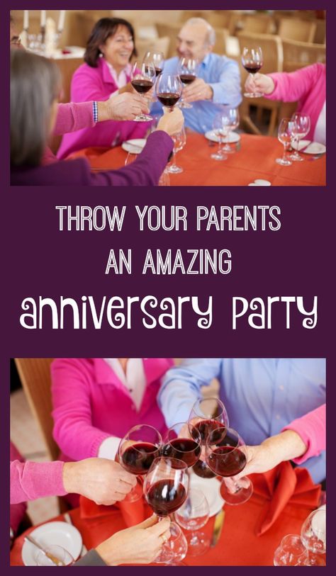 How to throw an awesome anniversary party for parents. Party ideas 25th anniversary, 50th anniversary. Classy and functional party ideas for adults. 40th Wedding Anniversary Party Ideas, 40th Anniversary Ideas, Anniversary Party Ideas, 60th Anniversary Parties, 30th Anniversary Parties, Anniversary 50th, Party Ideas For Adults, 65th Wedding Anniversary, 25th Wedding Anniversary Party