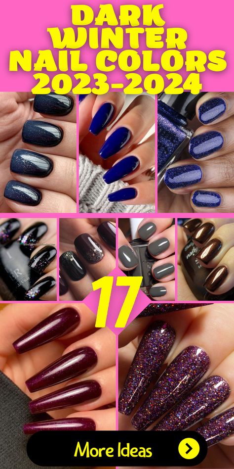 Chic Winter Nail Colors 2023-2024: Elevate your winter style with chic winter nail colors for 2023-2024. From deep burgundy to deep purple, these shades offer a timeless and elegant look. Explore stunning design ideas and capture the essence of the season, making your manicure pretty and sophisticated. Dark February Nails, December Nail Colors 2023, Mail Colors 2023 Winter, December Nails 2023, January 2024 Nail Colors, Black Cherry Nail Color, Deep Purple Nails Design, January Nail Colors Winter, Wine Nail Color