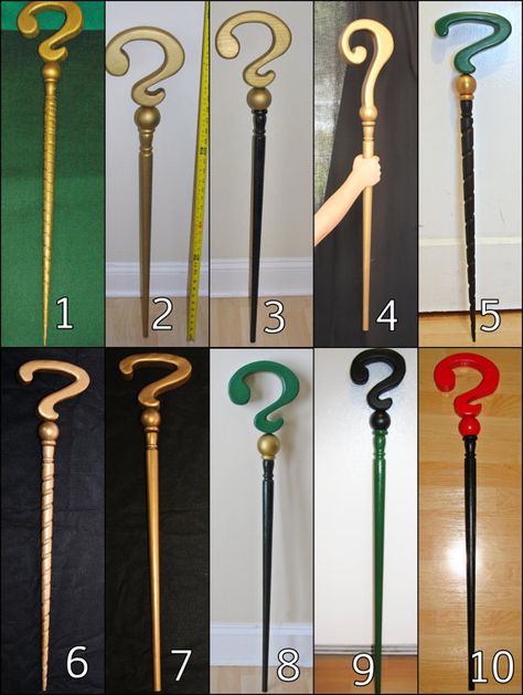 RIDDLER CANE Question Mark Gold Costume Walking Stick Comic Con, Cosplay by Montyfam6, Riddler Cane, Riddler Costume, Villain Costumes, Gold Costume, Cosplay Diy, Costumes Ideas, Family Halloween Costumes, Diy Crafts To Do, Halloween 2018