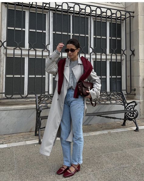 Burgundy Flats Outfit, Red Flats Outfit, Burgundy Shoes Outfit, Mary Jane Outfit, Mary Janes Outfit, Red Shoes Outfit, Mary Jane Shoes Outfit, Red Mary Jane Shoes, Dinner Outfit Casual